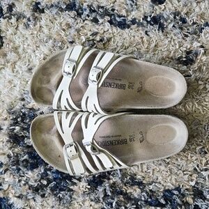Birkenstock Unisex White Leather Sandal Slides EU 38 W7, M5